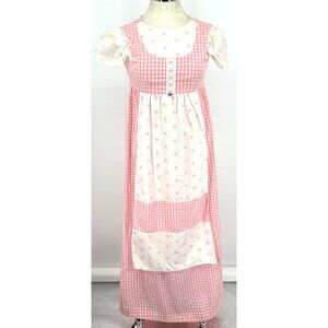 Cynnie Sweet Things Dress Sz S Pink White Gingham Prairie Maxi Cotton Honolulu